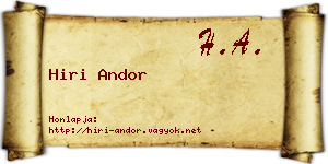 Hiri Andor névjegykártya